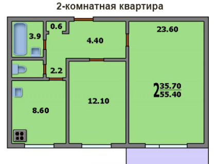 Двухкомнатная квартира в доме П-46М